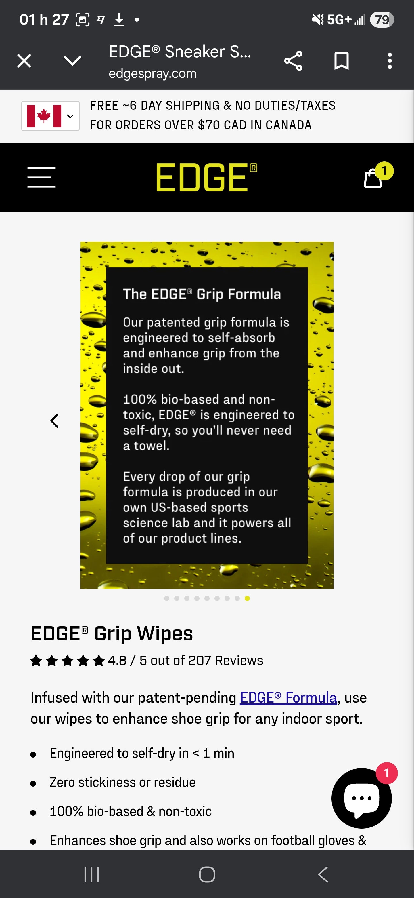 Lingettes d'adhérence EDGE pour chaussures de sport - Pack de 30