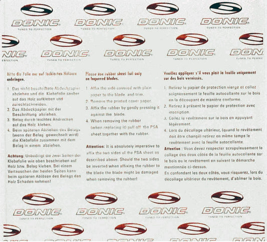 Feuille autocollants Donic